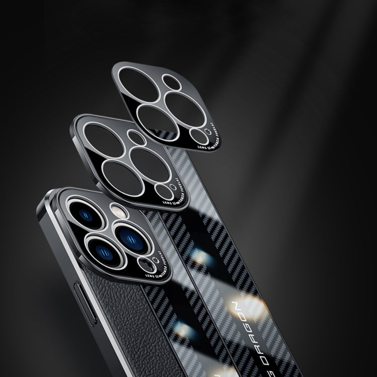 For iPhone 13 Pro Max Racing Car Design Leather Electroplating Process Anti-fingerprint Protective Phone Case (Red)