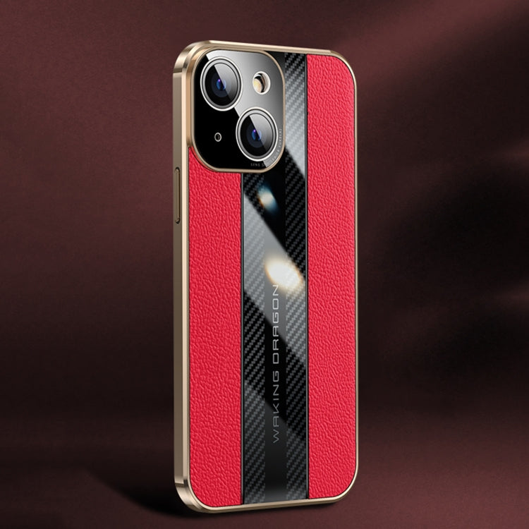 For iPhone 13 mini Racing Car Design Leather Electroplating Process Anti-fingerprint Protective Phone Case (Red)