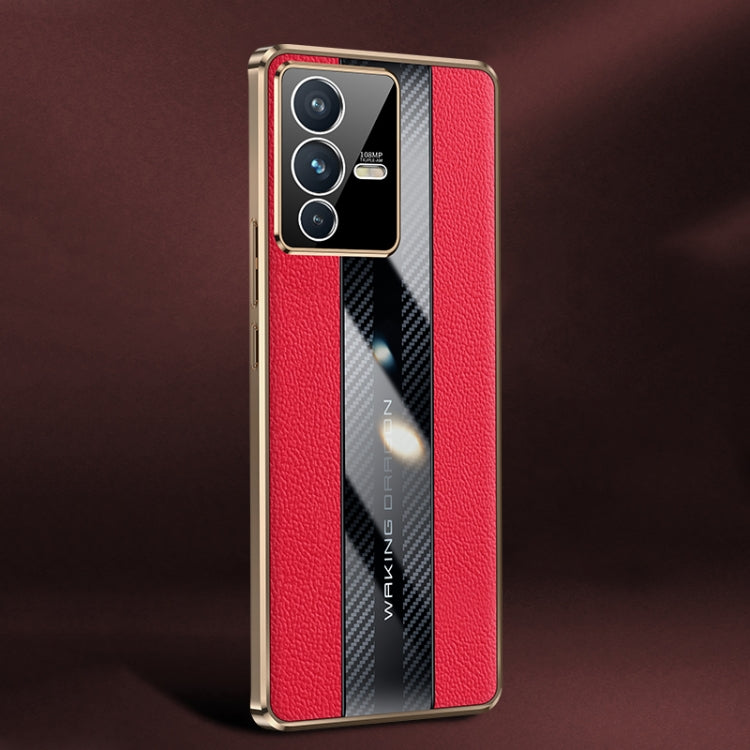 For vivo S12 Racing Car Design Leather Electroplating Process Anti-fingerprint Phone Case(Red)