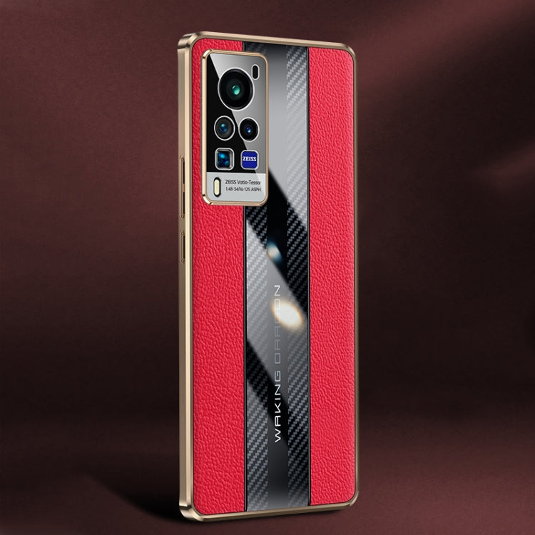 For vivo X60 Pro Racing Car Design Leather Electroplating Process Anti-fingerprint Phone Case(Red)