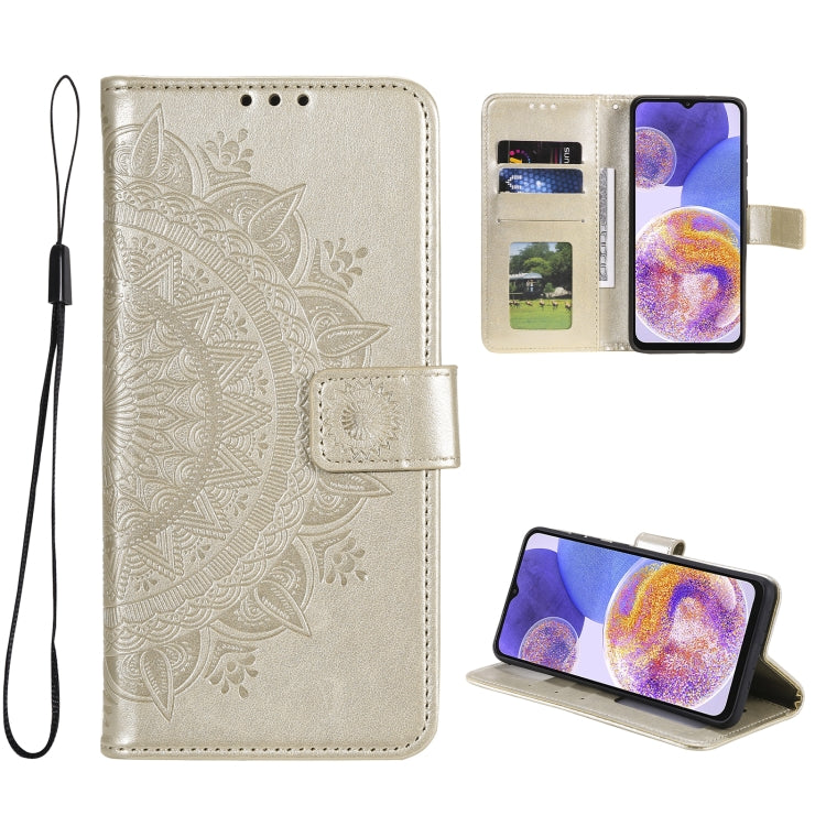 For Samsung Galaxy A23 Totem Flower Embossed Leather Phone Case
