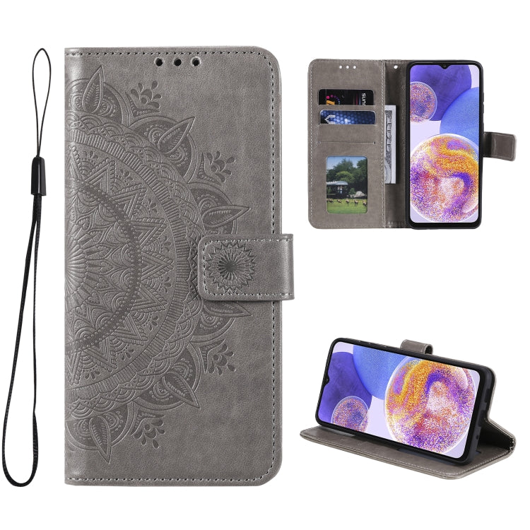 For Samsung Galaxy A23 Totem Flower Embossed Leather Phone Case