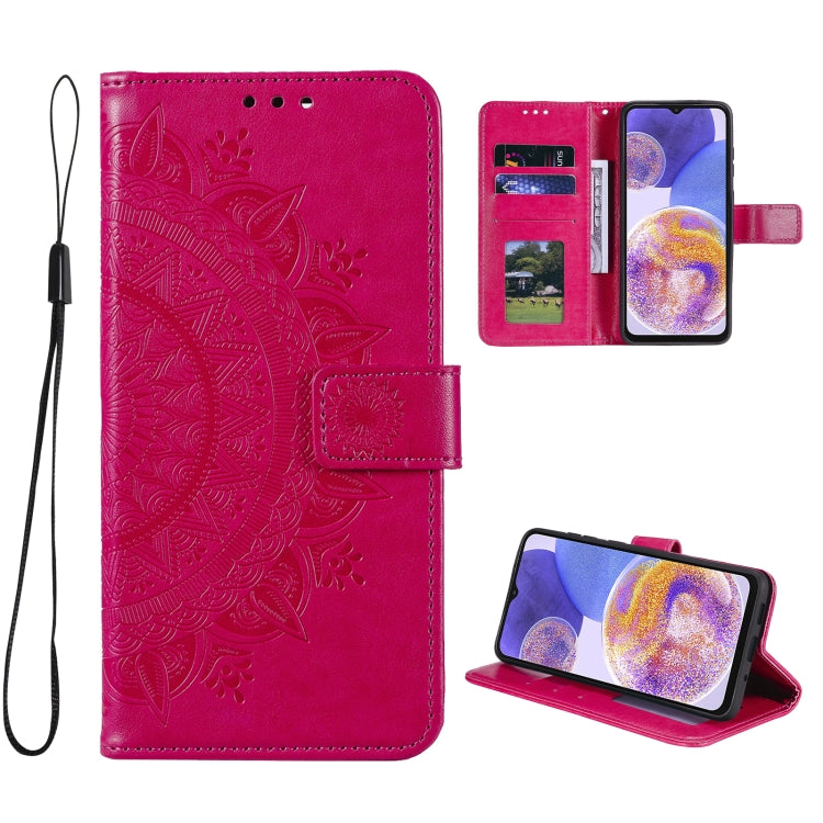 For Samsung Galaxy A23 Totem Flower Embossed Leather Phone Case