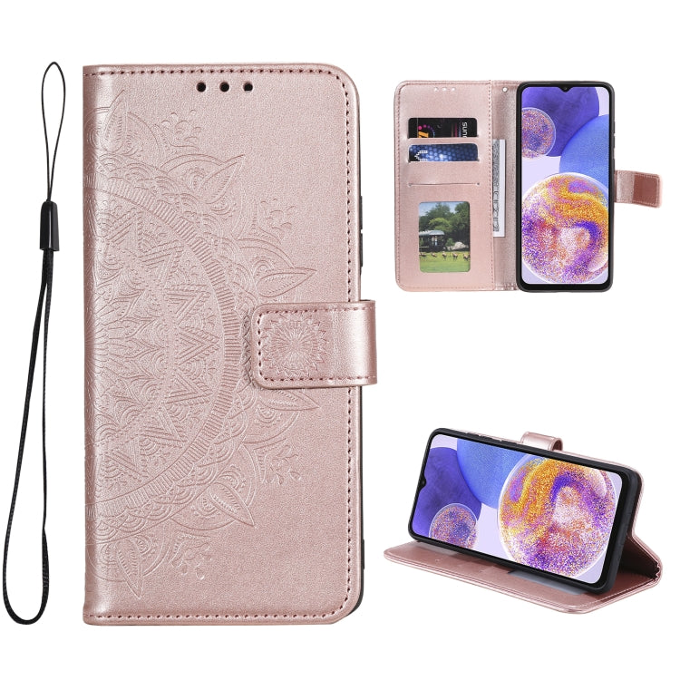 For Samsung Galaxy A23 Totem Flower Embossed Leather Phone Case