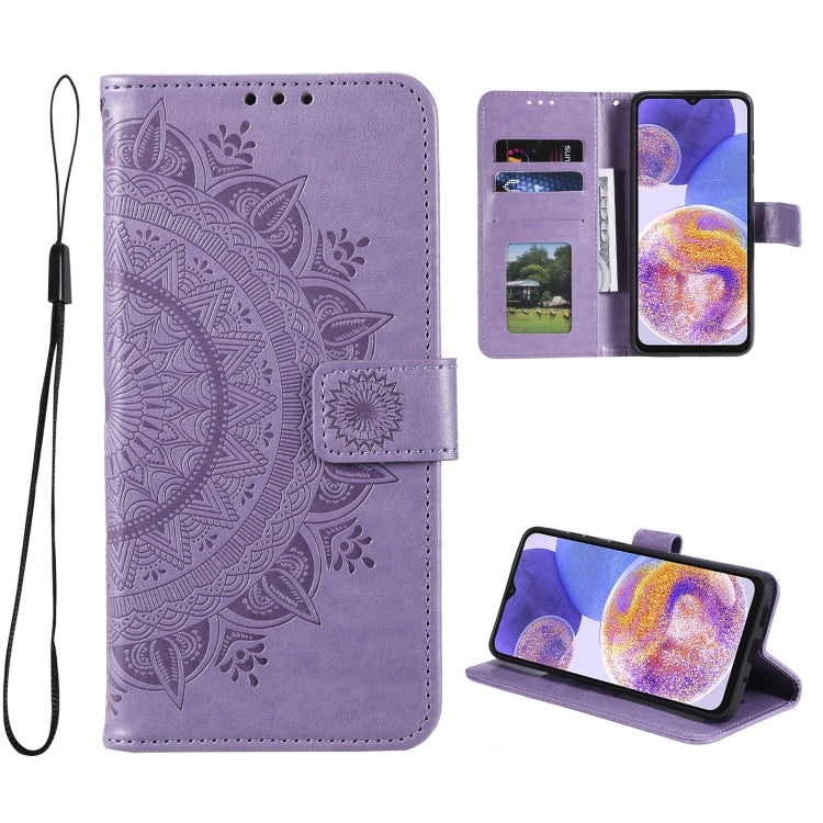 For Samsung Galaxy A23 Totem Flower Embossed Leather Phone Case