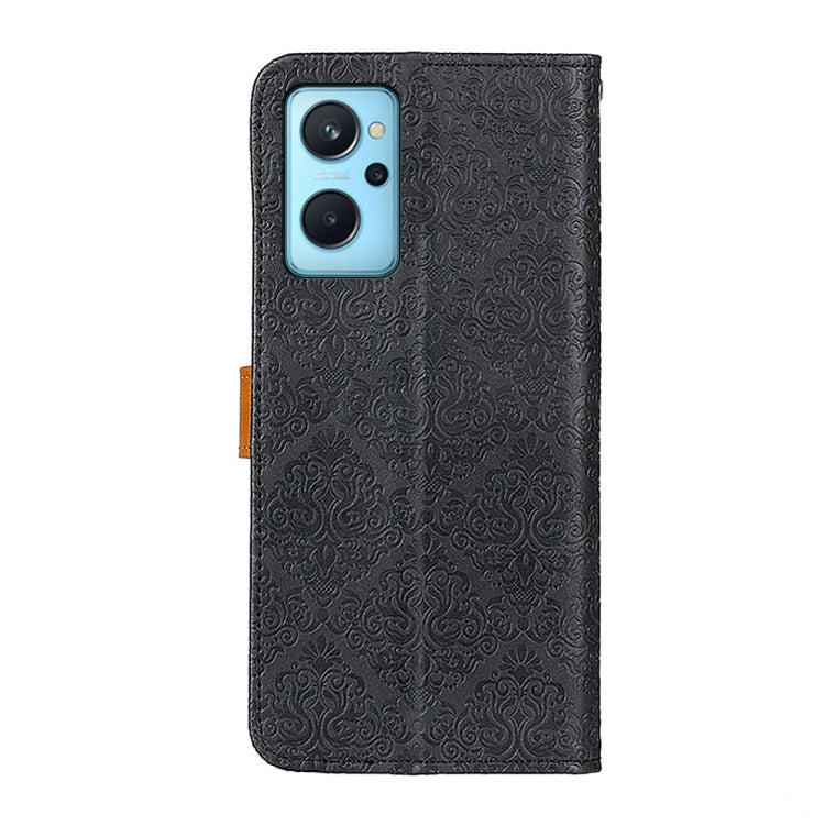 For OPPO Realme 9i / A36 4G / A76 4G / A96 4G European Floral Embossed Horizontal Flip Leather Phone Case