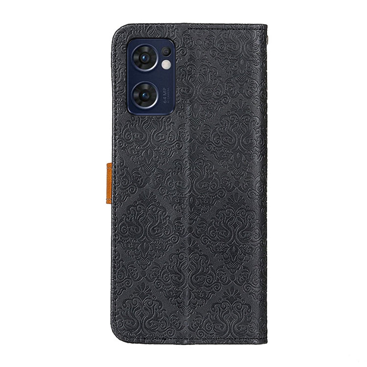 For OPPO Reno7 5G Overseas Version / Find X5 Lite European Floral Embossed Horizontal Flip Leather Phone Case