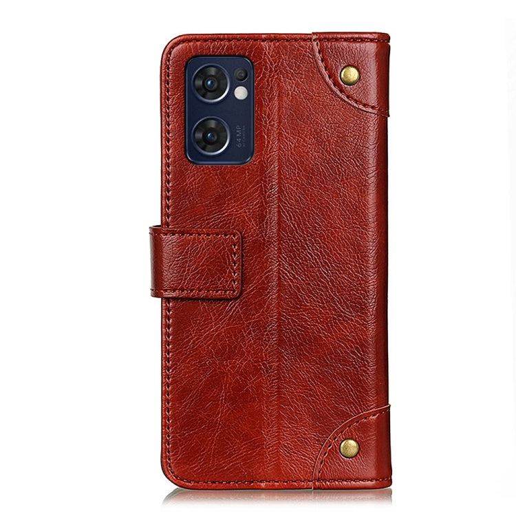 For OPPO Reno7 5G Overseas Version / Find X5 Lite Copper Buckle Nappa Texture Horizontal Flip Leather Phone Case