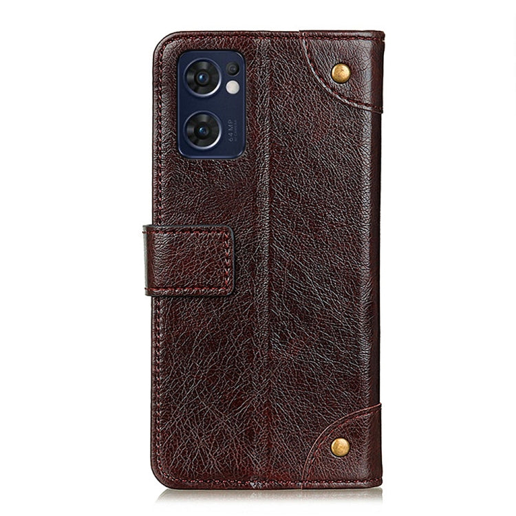 For OPPO Reno7 5G Overseas Version / Find X5 Lite Copper Buckle Nappa Texture Horizontal Flip Leather Phone Case