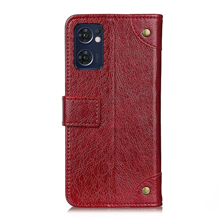 For OPPO Reno7 5G Overseas Version / Find X5 Lite Copper Buckle Nappa Texture Horizontal Flip Leather Phone Case