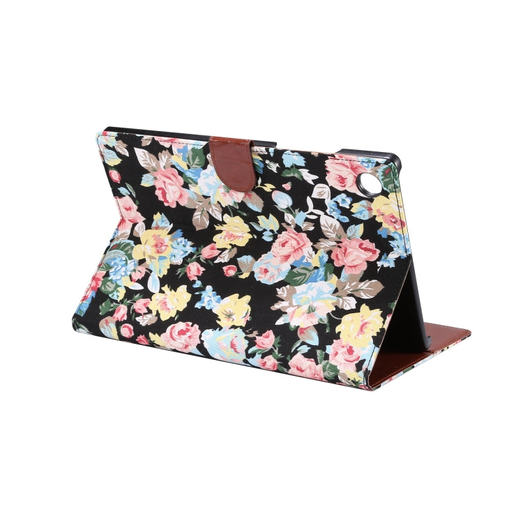 For Samsung Galaxy Tab A8 10.5 2021 X200 / X205 Flower Cloth Leather Smart Tablet Case