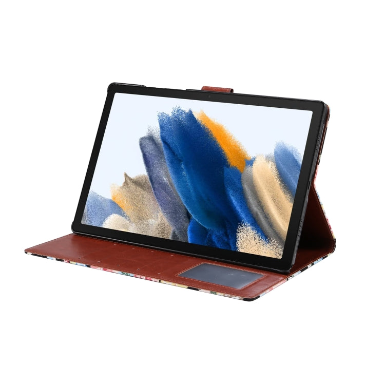 For Samsung Galaxy Tab A8 10.5 2021 X200 / X205 Flower Cloth Leather Smart Tablet Case