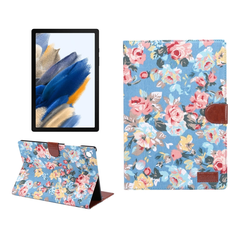 For Samsung Galaxy Tab A8 10.5 2021 X200 / X205 Flower Cloth Leather Smart Tablet Case