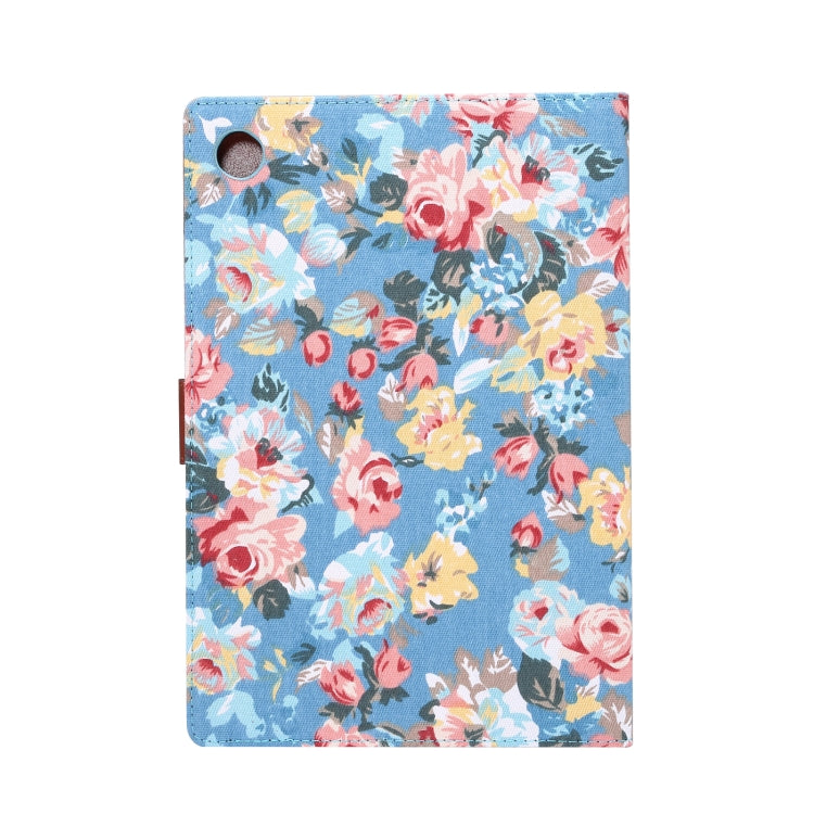 For Samsung Galaxy Tab A8 10.5 2021 X200 / X205 Flower Cloth Leather Smart Tablet Case