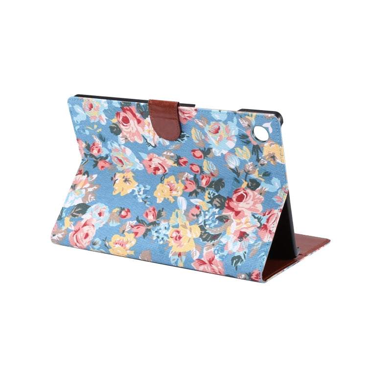 For Samsung Galaxy Tab A8 10.5 2021 X200 / X205 Flower Cloth Leather Smart Tablet Case