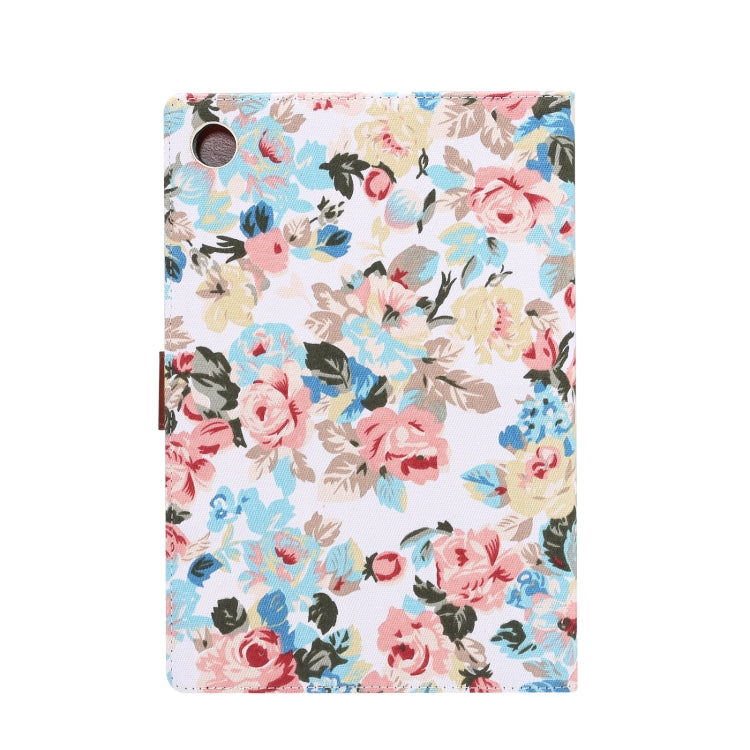 For Samsung Galaxy Tab A8 10.5 2021 X200 / X205 Flower Cloth Leather Smart Tablet Case