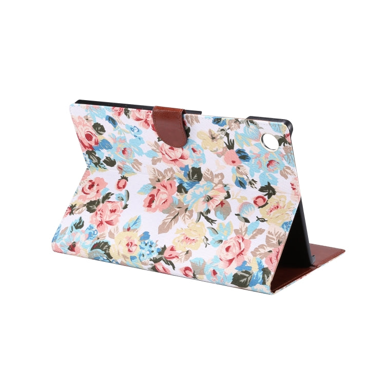 For Samsung Galaxy Tab A8 10.5 2021 X200 / X205 Flower Cloth Leather Smart Tablet Case