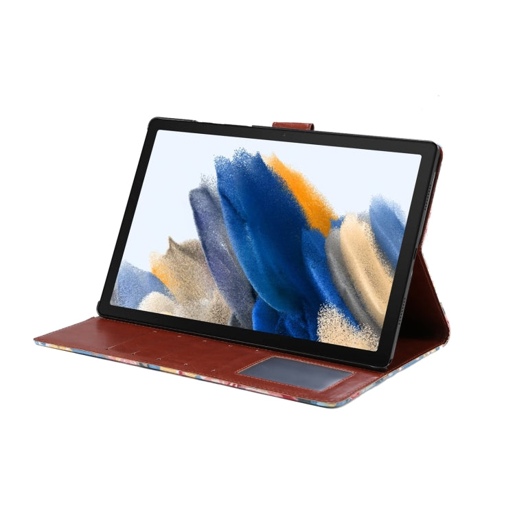 For Samsung Galaxy Tab A8 10.5 2021 X200 / X205 Flower Cloth Leather Smart Tablet Case