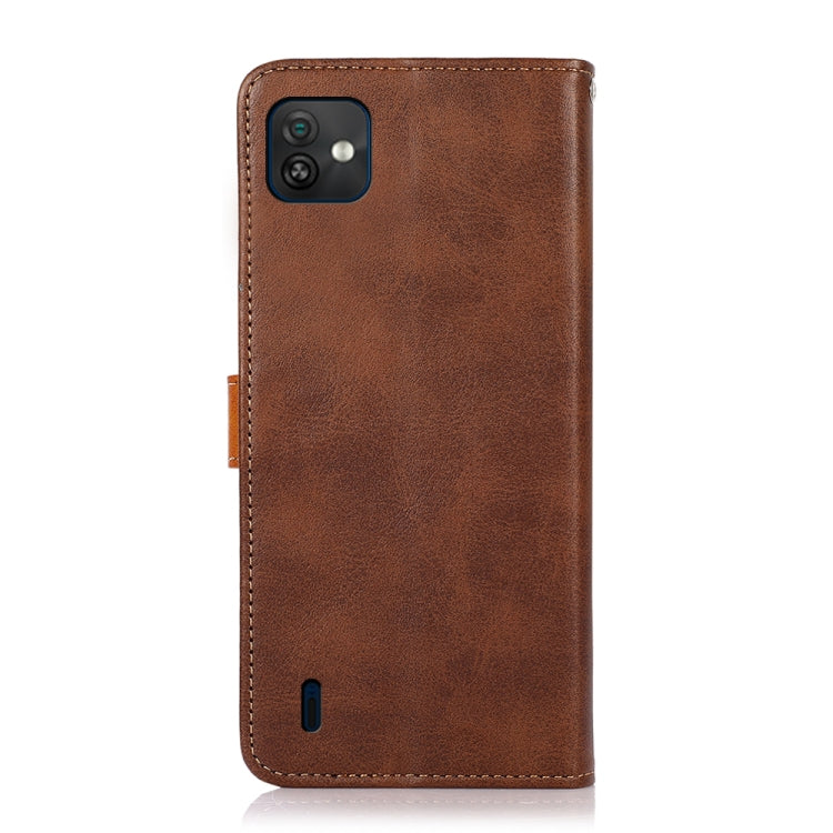 For Wiko Y82 KHAZNEH Dual-color Cowhide Texture Flip Leather Phone Case