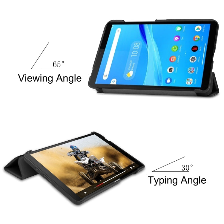For Lenovo Tab M7 Custer Texture Horizontal Flip PU Leather Case with Three-folding Holder