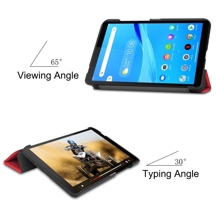 For Lenovo Tab M7 Custer Texture Horizontal Flip PU Leather Case with Three-folding Holder