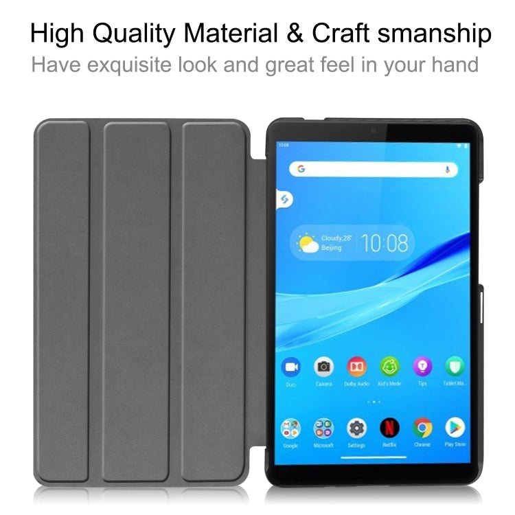For Lenovo Tab M7 Custer Texture Horizontal Flip PU Leather Case with Three-folding Holder