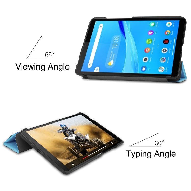For Lenovo Tab M7 Custer Texture Horizontal Flip PU Leather Case with Three-folding Holder