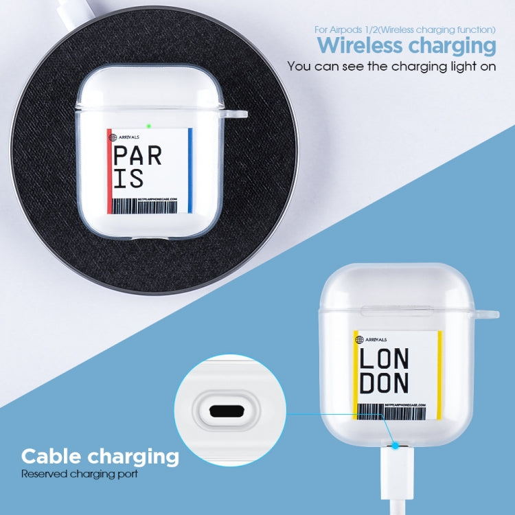 For AirPods 1 / 2 TPU Air Ticket Label Sticker Earphone Protective Case