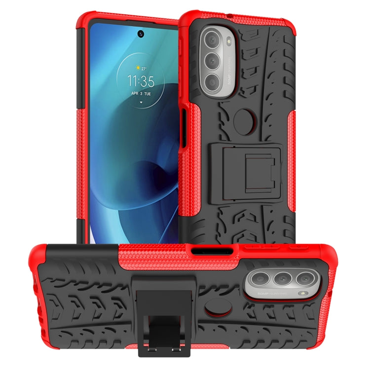 For Motorola Moto G51 5G Tire Texture TPU + PC Phone Case with Holder