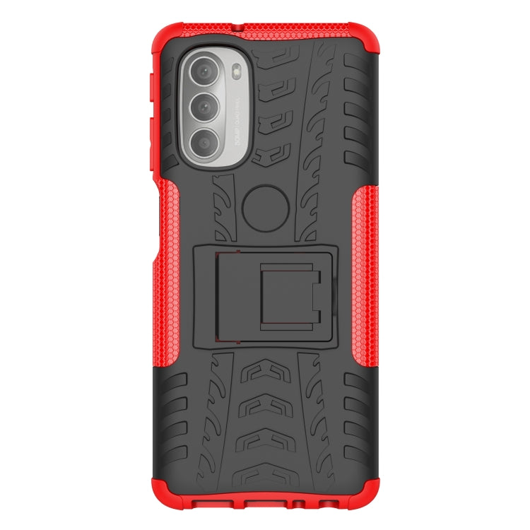 For Motorola Moto G51 5G Tire Texture TPU + PC Phone Case with Holder