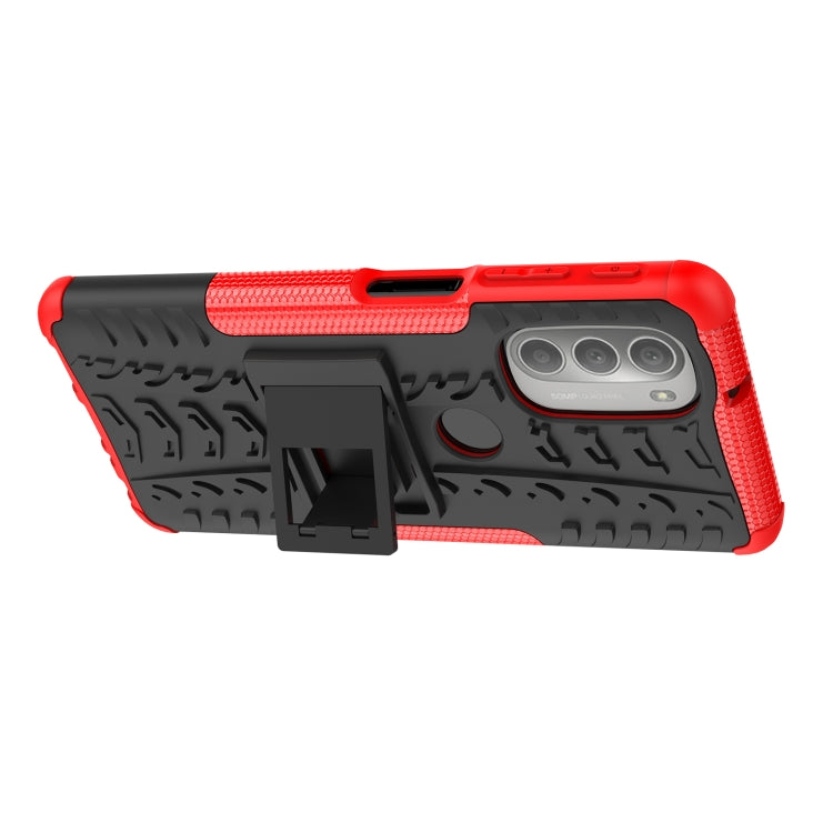 For Motorola Moto G51 5G Tire Texture TPU + PC Phone Case with Holder