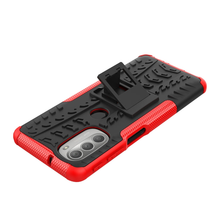 For Motorola Moto G51 5G Tire Texture TPU + PC Phone Case with Holder