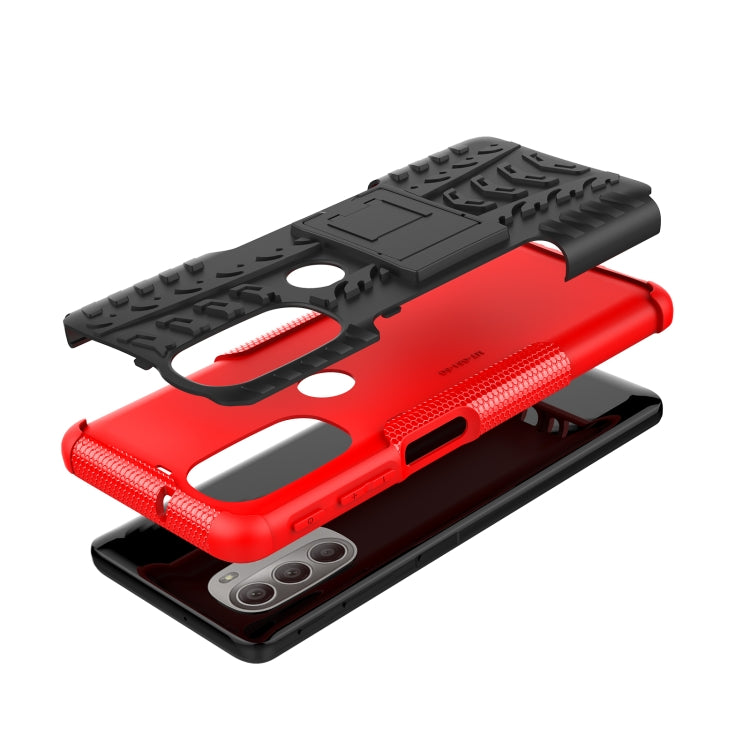 For Motorola Moto G51 5G Tire Texture TPU + PC Phone Case with Holder