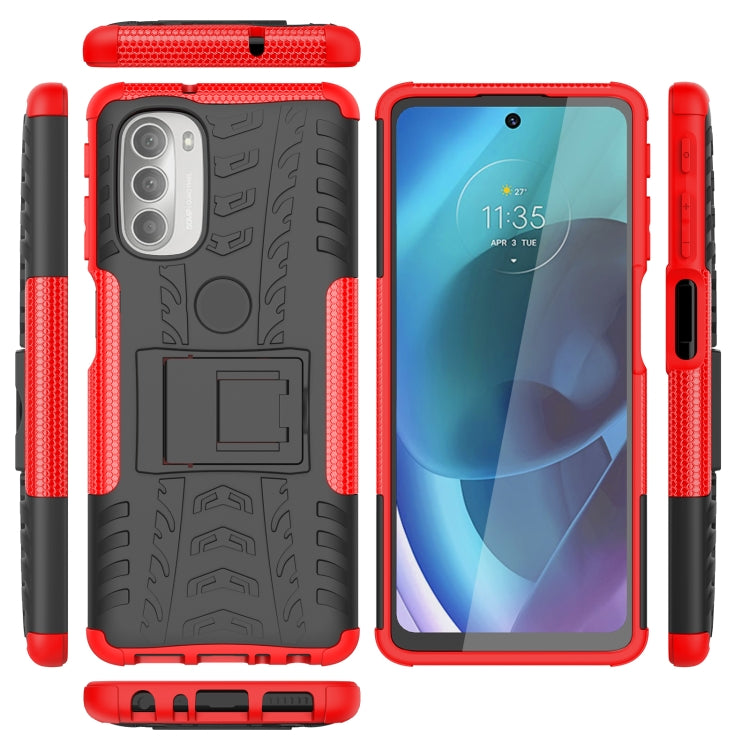 For Motorola Moto G51 5G Tire Texture TPU + PC Phone Case with Holder