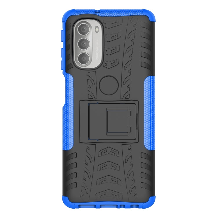 For Motorola Moto G51 5G Tire Texture TPU + PC Phone Case with Holder