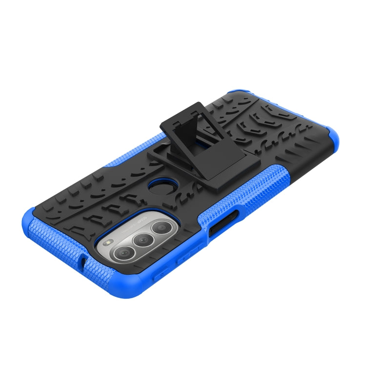 For Motorola Moto G51 5G Tire Texture TPU + PC Phone Case with Holder