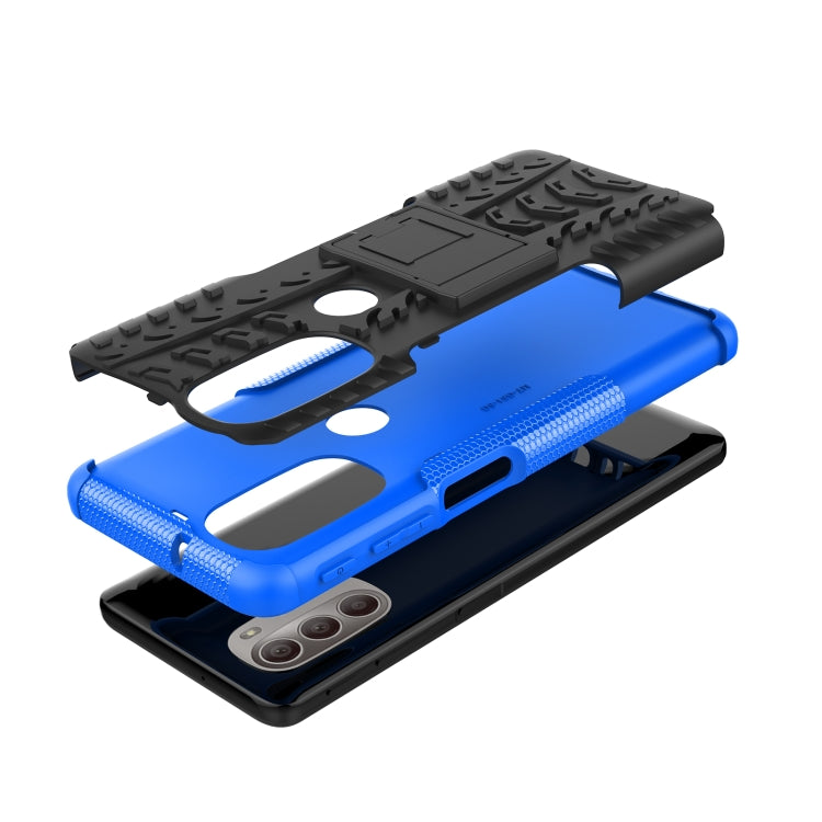 For Motorola Moto G51 5G Tire Texture TPU + PC Phone Case with Holder