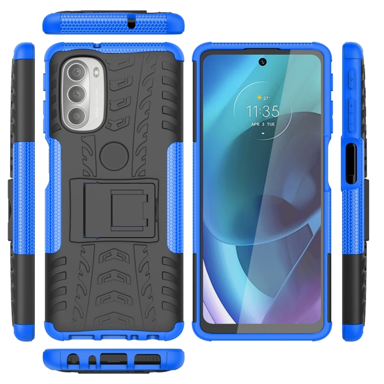 For Motorola Moto G51 5G Tire Texture TPU + PC Phone Case with Holder