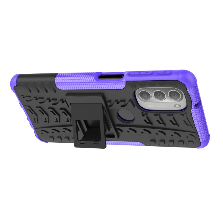 For Motorola Moto G51 5G Tire Texture TPU + PC Phone Case with Holder