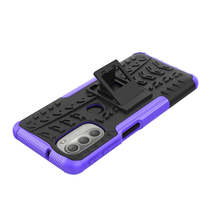 For Motorola Moto G51 5G Tire Texture TPU + PC Phone Case with Holder