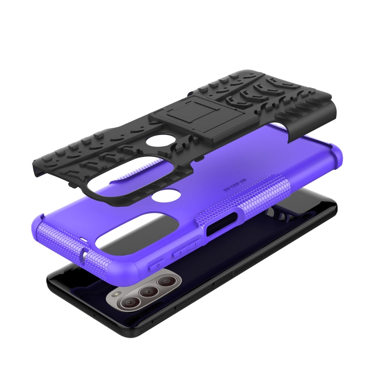 For Motorola Moto G51 5G Tire Texture TPU + PC Phone Case with Holder