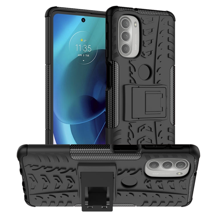 For Motorola Moto G51 5G Tire Texture TPU + PC Phone Case with Holder