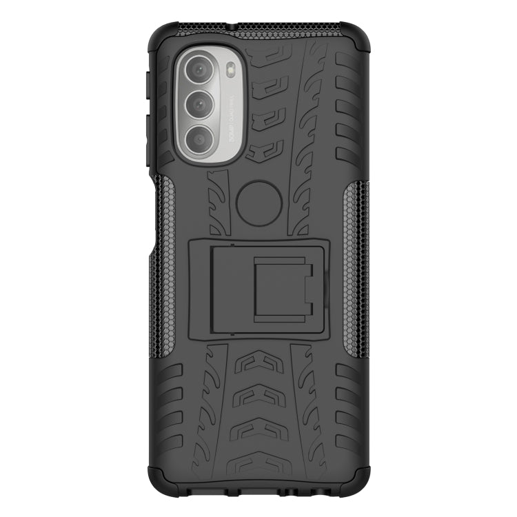 For Motorola Moto G51 5G Tire Texture TPU + PC Phone Case with Holder