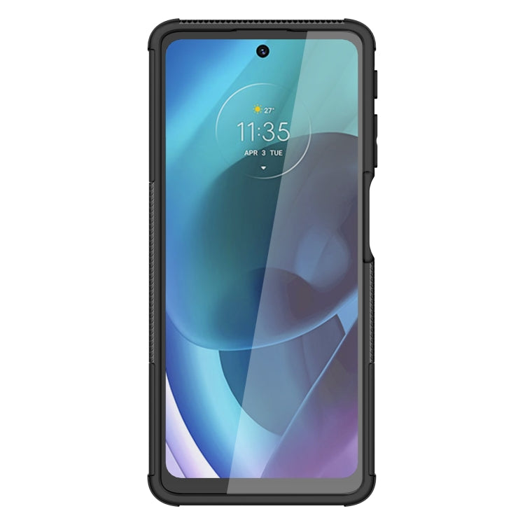 For Motorola Moto G51 5G Tire Texture TPU + PC Phone Case with Holder