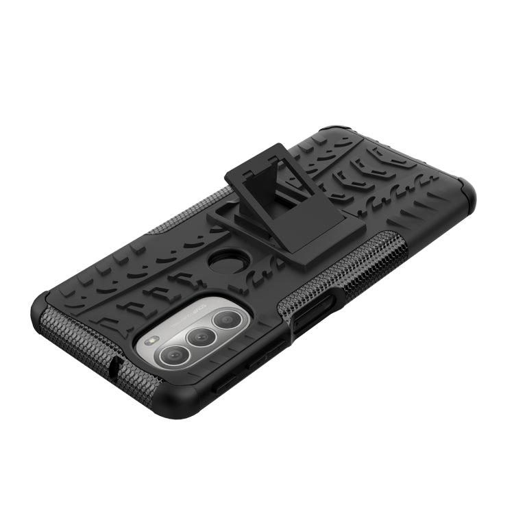 For Motorola Moto G51 5G Tire Texture TPU + PC Phone Case with Holder