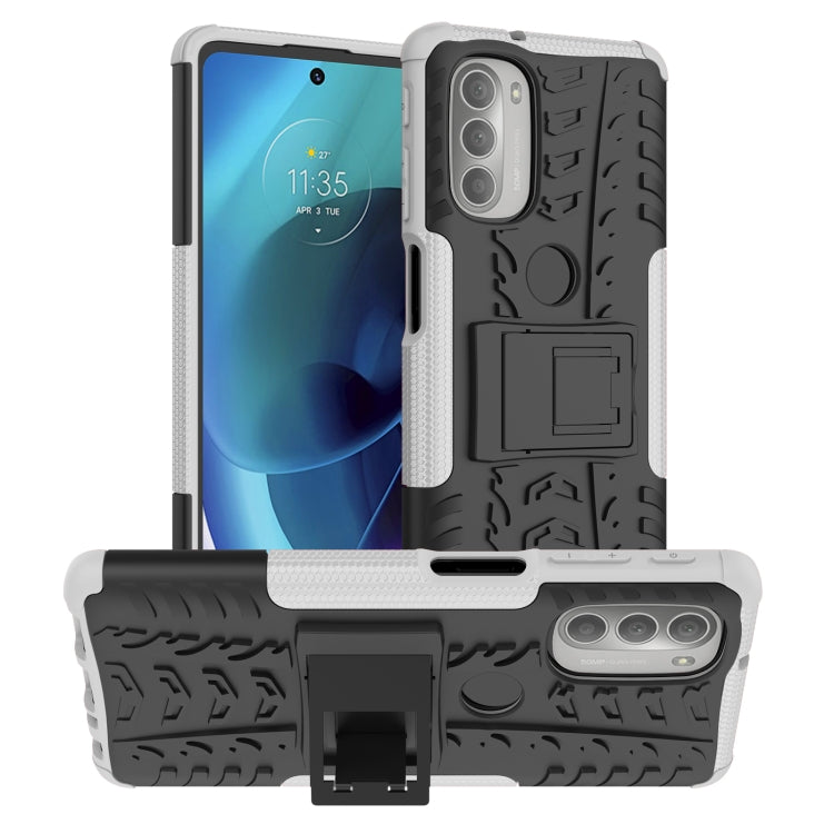 For Motorola Moto G51 5G Tire Texture TPU + PC Phone Case with Holder
