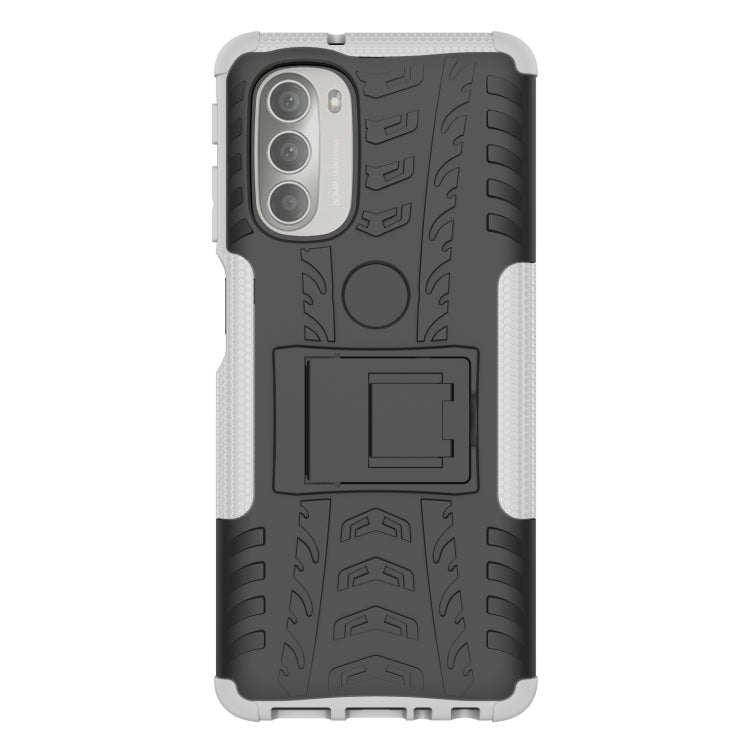 For Motorola Moto G51 5G Tire Texture TPU + PC Phone Case with Holder