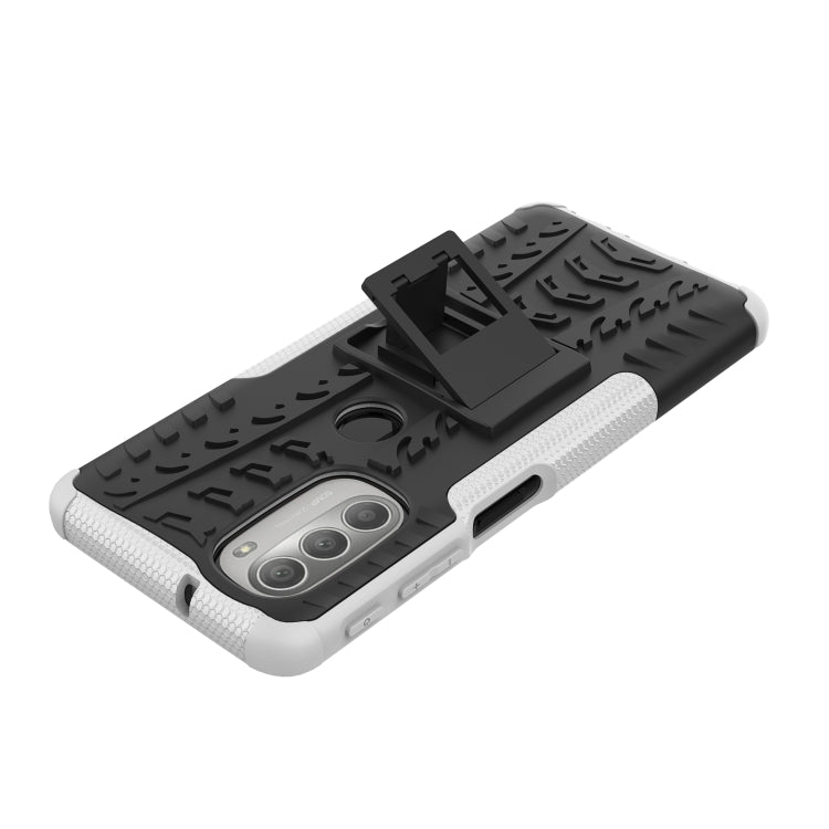 For Motorola Moto G51 5G Tire Texture TPU + PC Phone Case with Holder
