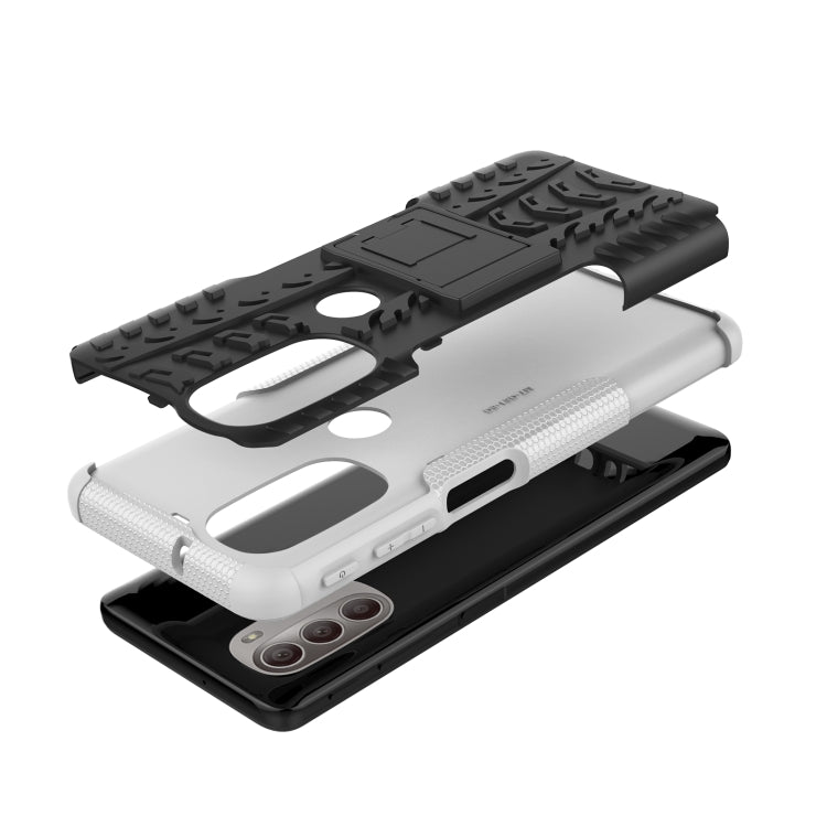 For Motorola Moto G51 5G Tire Texture TPU + PC Phone Case with Holder