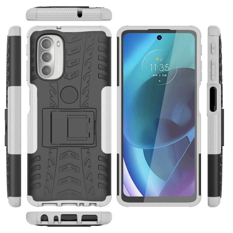 For Motorola Moto G51 5G Tire Texture TPU + PC Phone Case with Holder